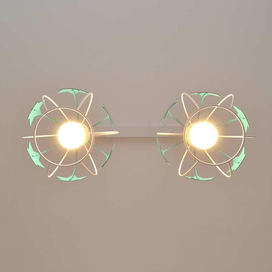 Bērnu lustra ar auklu STARS 2xE27/15W/230V tirkīza/balta
