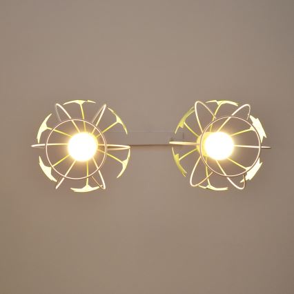 Bērnu lustra ar auklu STARS 2xE27/15W/230V zaļa/balta