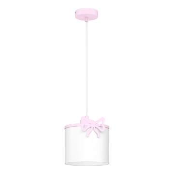 Bērnu lustra ar auklu SWEET 1xE27/15W/230V balta/rozā/bow