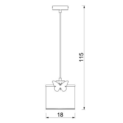 Bērnu lustra ar auklu SWEET 1xE27/15W/230V balta/rozā/taurenis