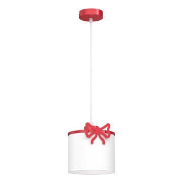 Bērnu lustra ar auklu SWEET 1xE27/15W/230V balta/sarkana/bow