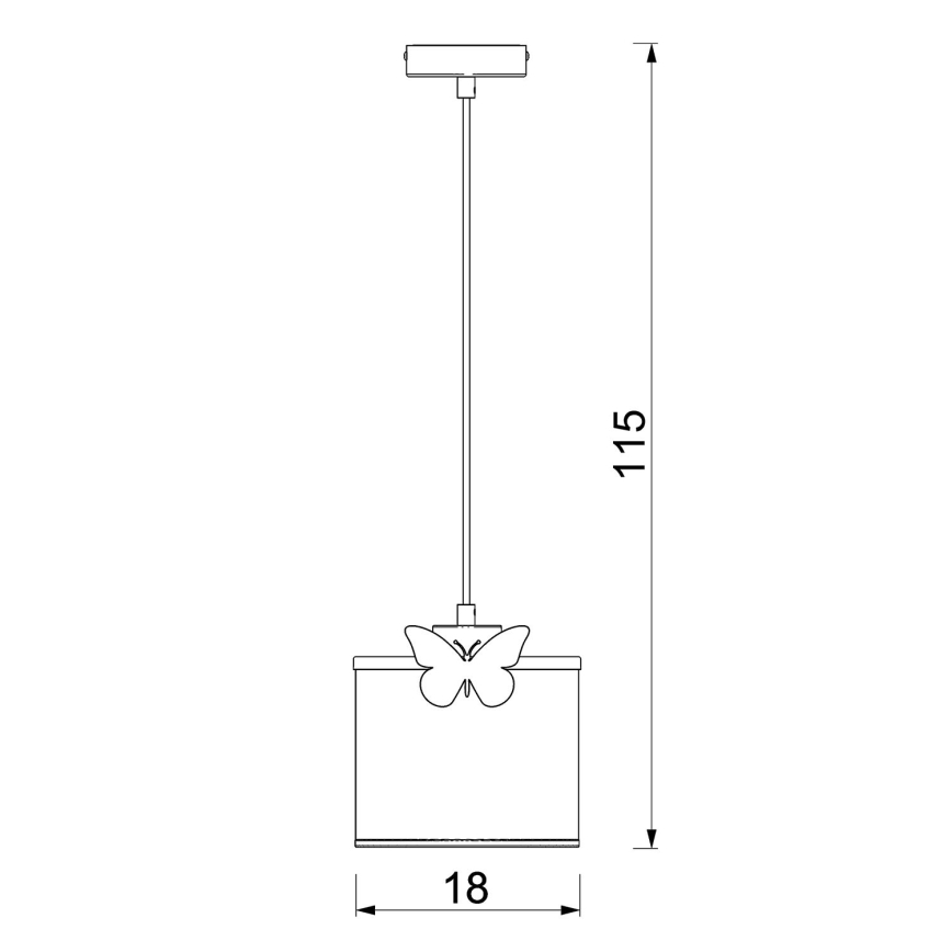 Bērnu lustra ar auklu SWEET 1xE27/15W/230V balta/taurenis
