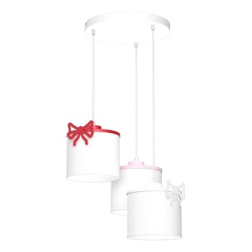 Bērnu lustra ar auklu SWEET 3xE27/15W/230V balta/rozā/sarkana/bow