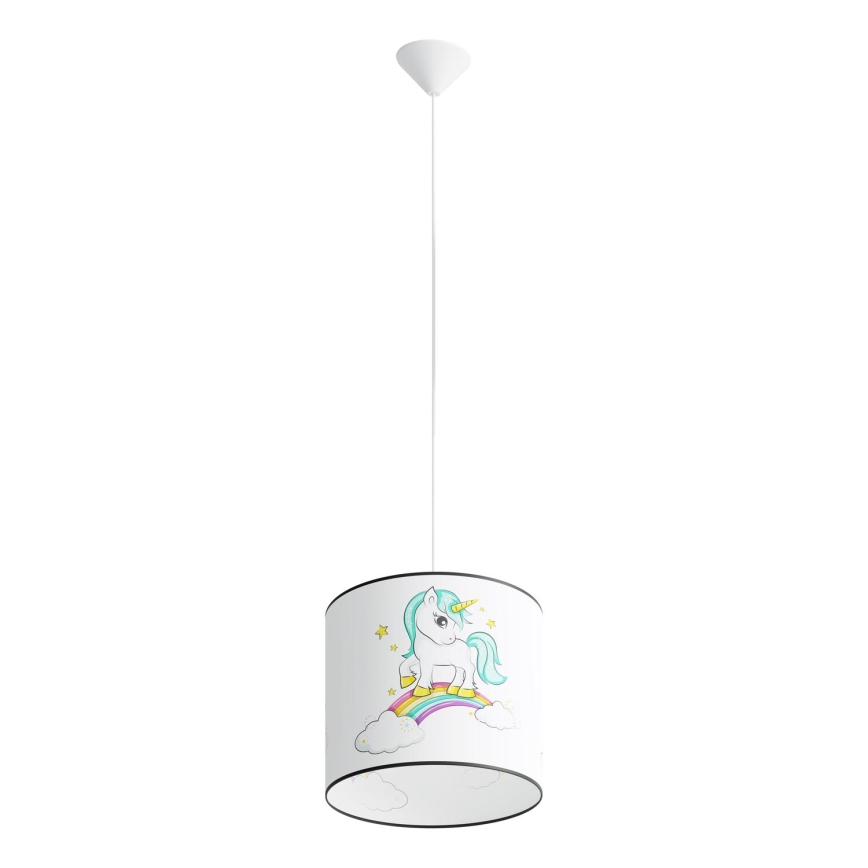 Bērnu lustra ar auklu UNICORN 1xE27/15W/230V d. 30 cm vienradzis