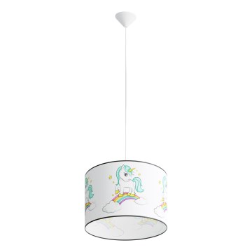 Bērnu lustra ar auklu UNICORN 1xE27/15W/230V d. 40 cm vienradzis