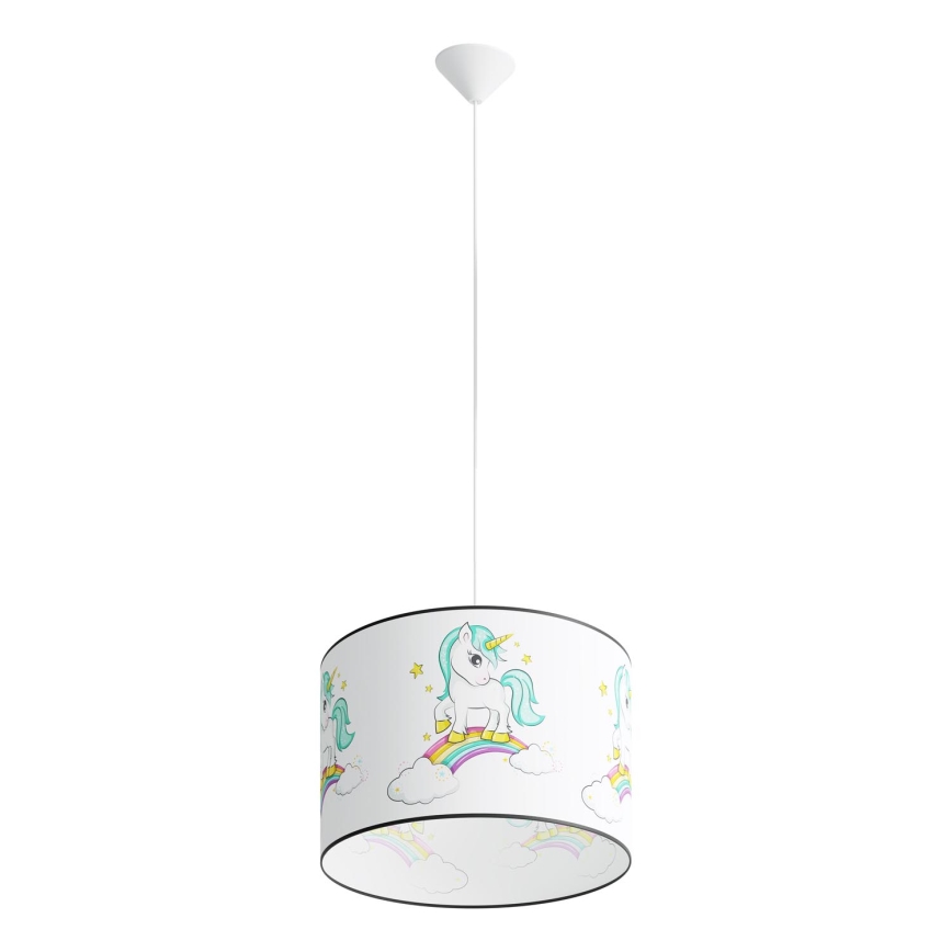 Bērnu lustra ar auklu UNICORN 1xE27/15W/230V d. 40 cm vienradzis