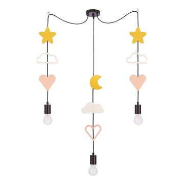 Bērnu lustra ar vadu TRIO 3xE27/20W/230V dzeltena/balta/rozā