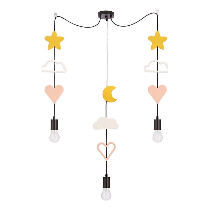 Bērnu lustra ar vadu TRIO 3xE27/20W/230V dzeltena/balta/rozā