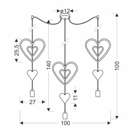 Bērnu lustra ar vadu TRIO 3xE27/20W/230V rozā/balta/pelēka