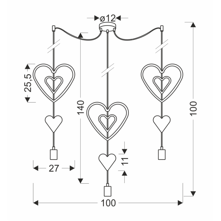 Bērnu lustra ar vadu TRIO 3xE27/20W/230V rozā/balta/pelēka