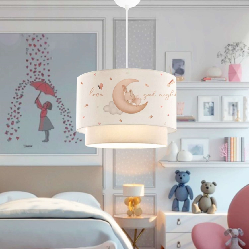 Bērnu lustra CANDY 1xE27/40W/230V balta/bēša
