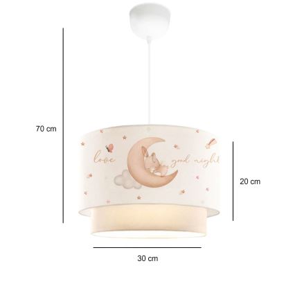 Bērnu lustra CANDY 1xE27/40W/230V balta/bēša