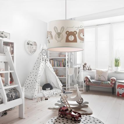 Bērnu lustra CANDY 1xE27/40W/230V balta/brūna