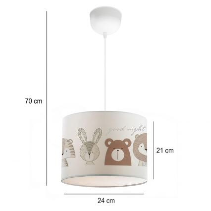 Bērnu lustra CANDY 1xE27/40W/230V balta/brūna