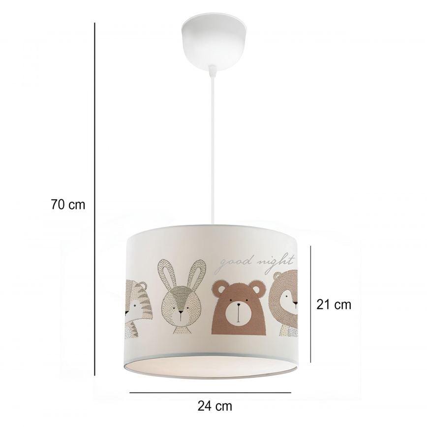 Bērnu lustra CANDY 1xE27/40W/230V balta/brūna