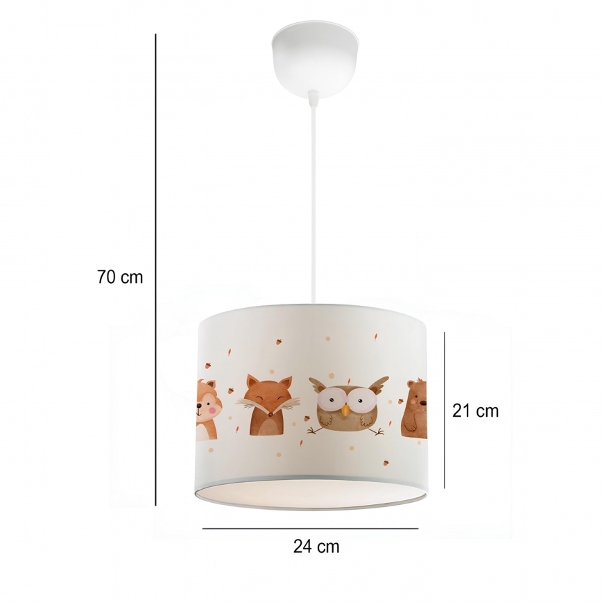Bērnu lustra CANDY 1xE27/40W/230V balta/brūna