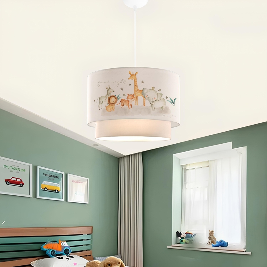 Bērnu lustra CANDY 1xE27/40W/230V balta/brūna