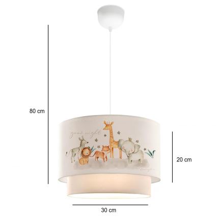 Bērnu lustra CANDY 1xE27/40W/230V balta/brūna