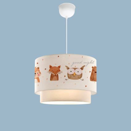 Bērnu lustra CANDY 1xE27/40W/230V balta/brūna