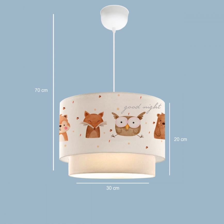 Bērnu lustra CANDY 1xE27/40W/230V balta/brūna