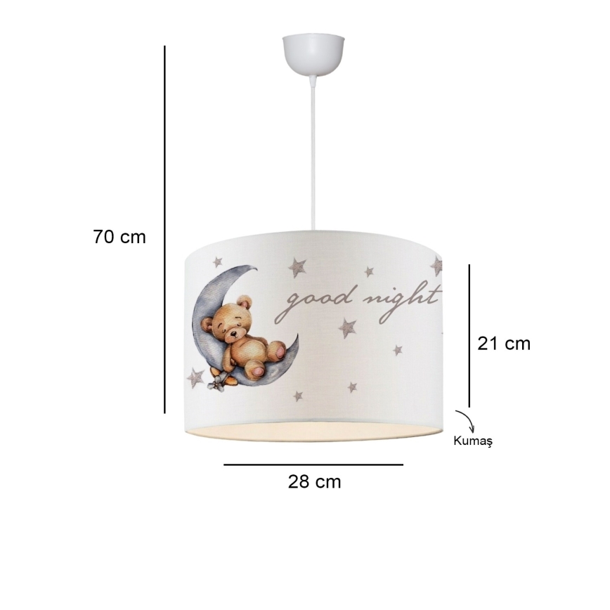 Bērnu lustra CANDY 1xE27/40W/230V balta/brūna