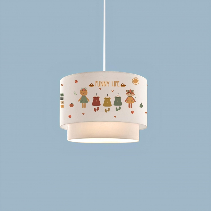 Bērnu lustra CANDY 1xE27/40W/230V balta/daudzkrāsaina