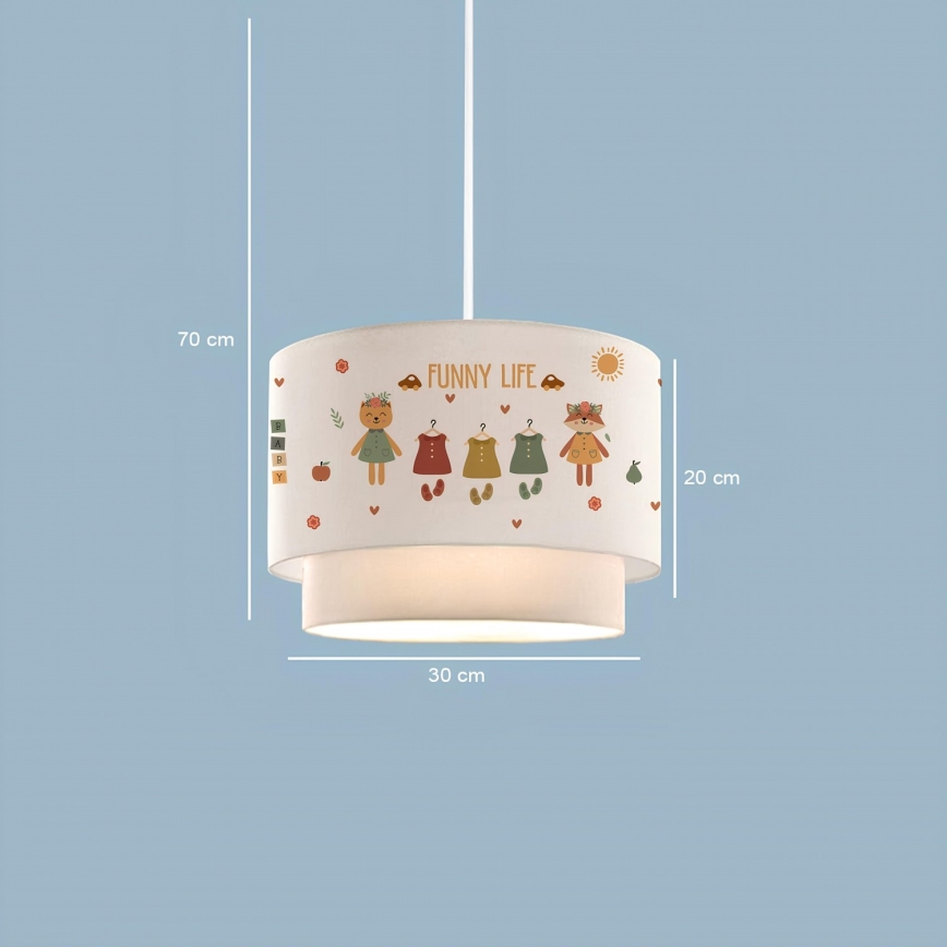 Bērnu lustra CANDY 1xE27/40W/230V balta/daudzkrāsaina