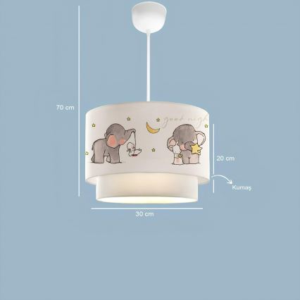 Bērnu lustra CANDY 1xE27/40W/230V balta/pelēka