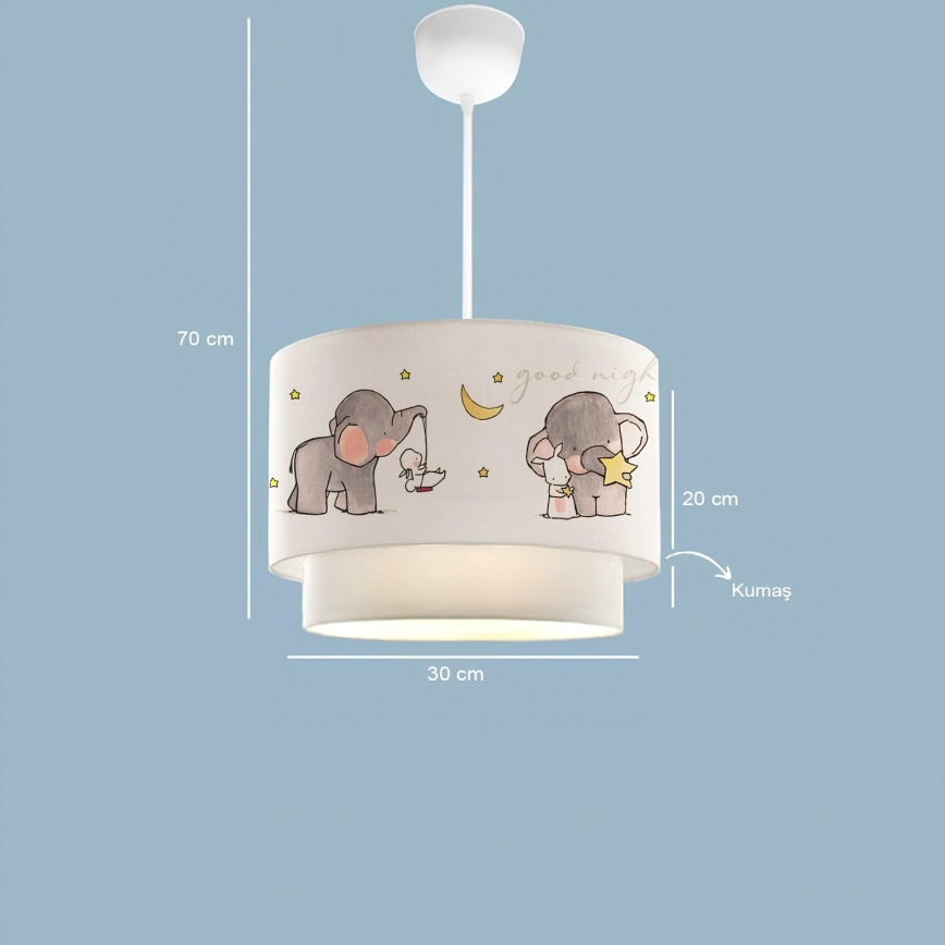 Bērnu lustra CANDY 1xE27/40W/230V balta/pelēka