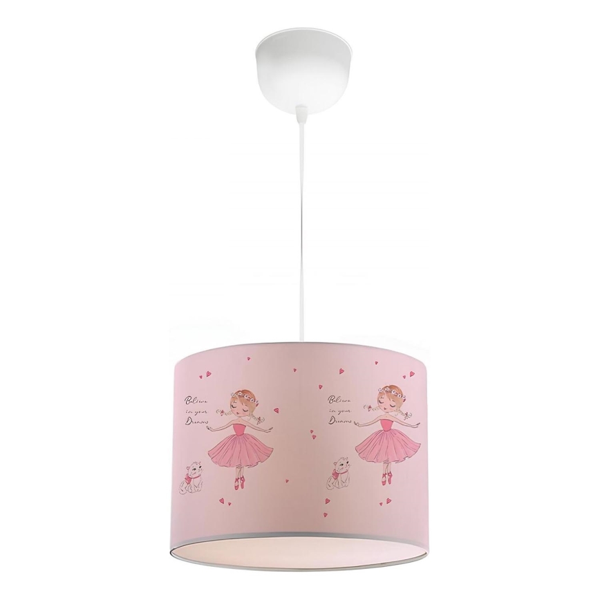 Bērnu lustra CANDY 1xE27/40W/230V rozā
