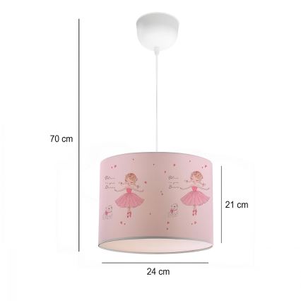 Bērnu lustra CANDY 1xE27/40W/230V rozā