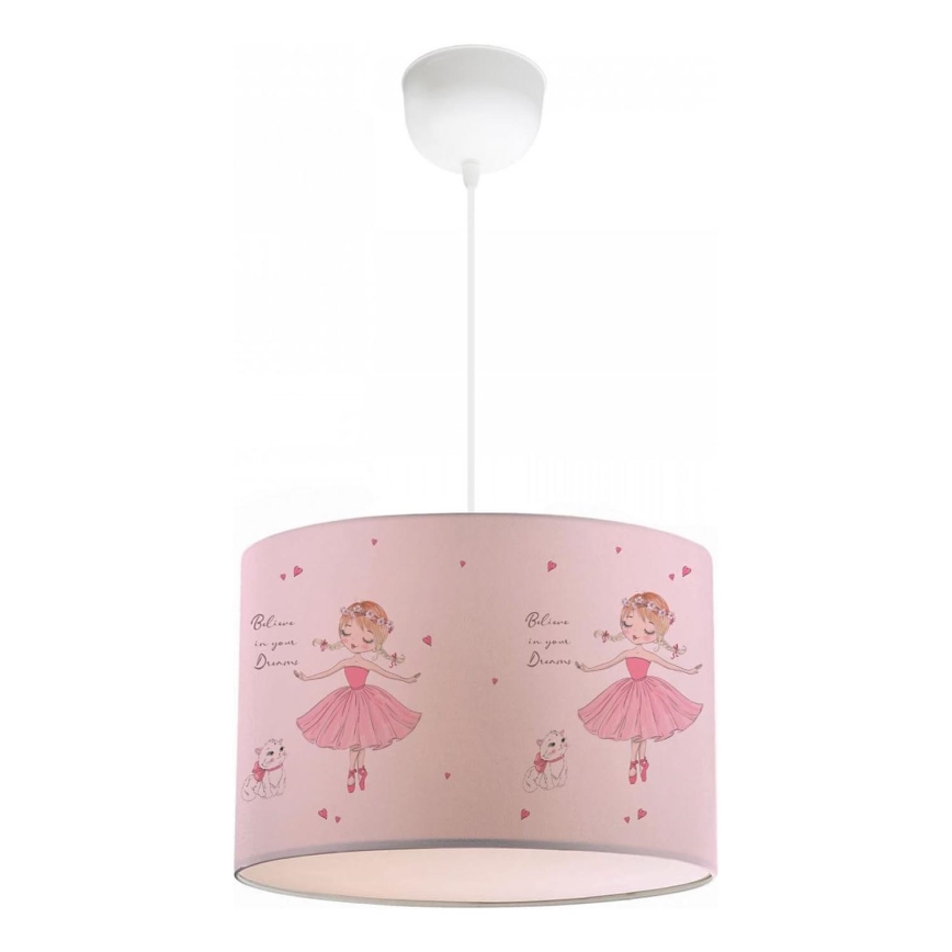 Bērnu lustra CANDY 1xE27/40W/230V rozā