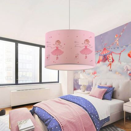 Bērnu lustra CANDY 1xE27/40W/230V rozā