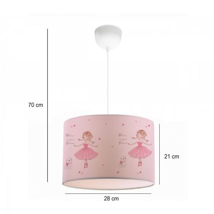 Bērnu lustra CANDY 1xE27/40W/230V rozā