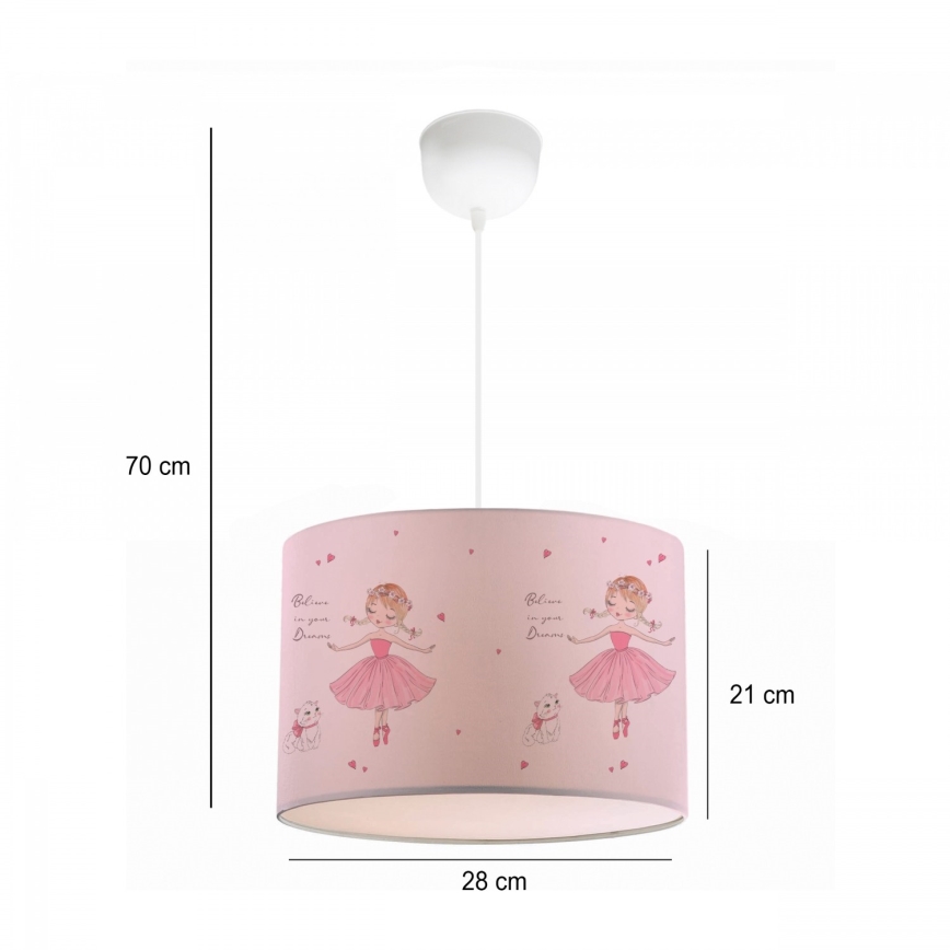 Bērnu lustra CANDY 1xE27/40W/230V rozā