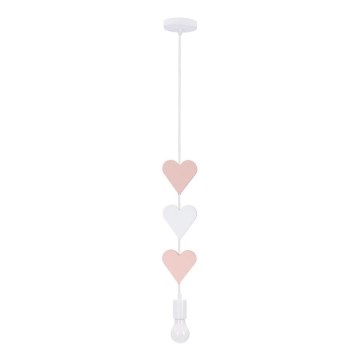 Bērnu lustra HEART ar vadu 1xE27/20W/230V rozā/balta