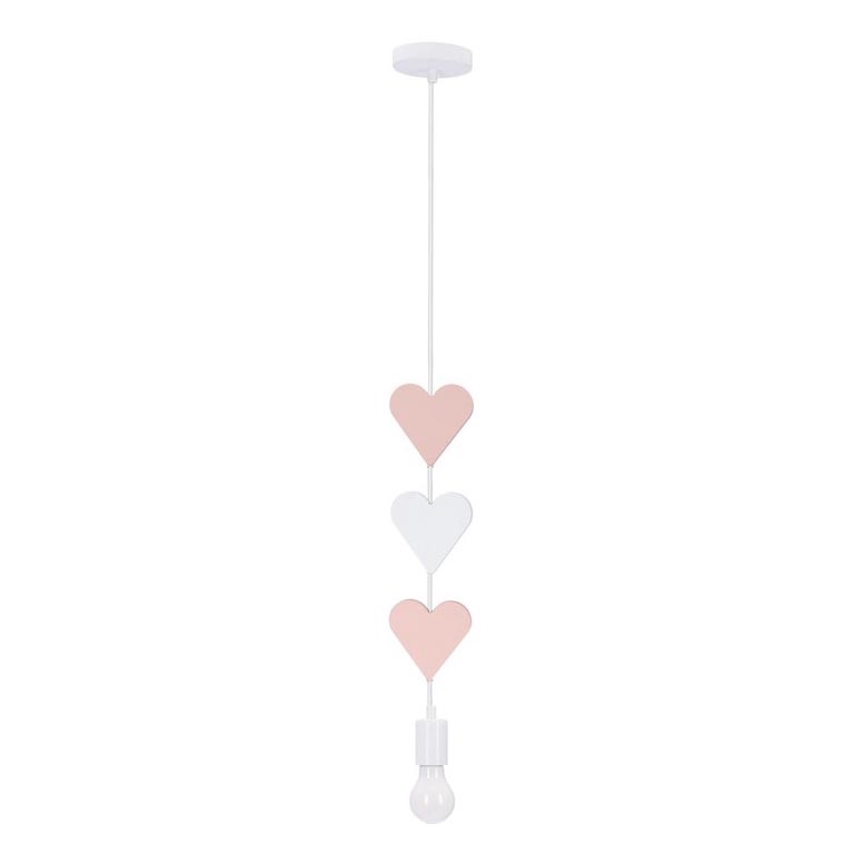 Bērnu lustra HEART ar vadu 1xE27/20W/230V rozā/balta