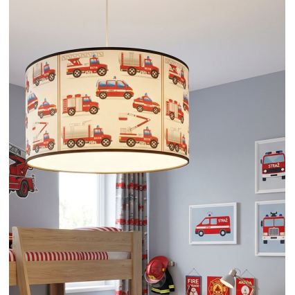Bērnu lustra KIDS ROOM 1xE27/60W/230V pr. 40 cm ugunsdzēsēji