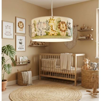 Bērnu lustra KIDS ROOM, 1xE27/60W/230V, Ø 40 cm, džungļu dizains