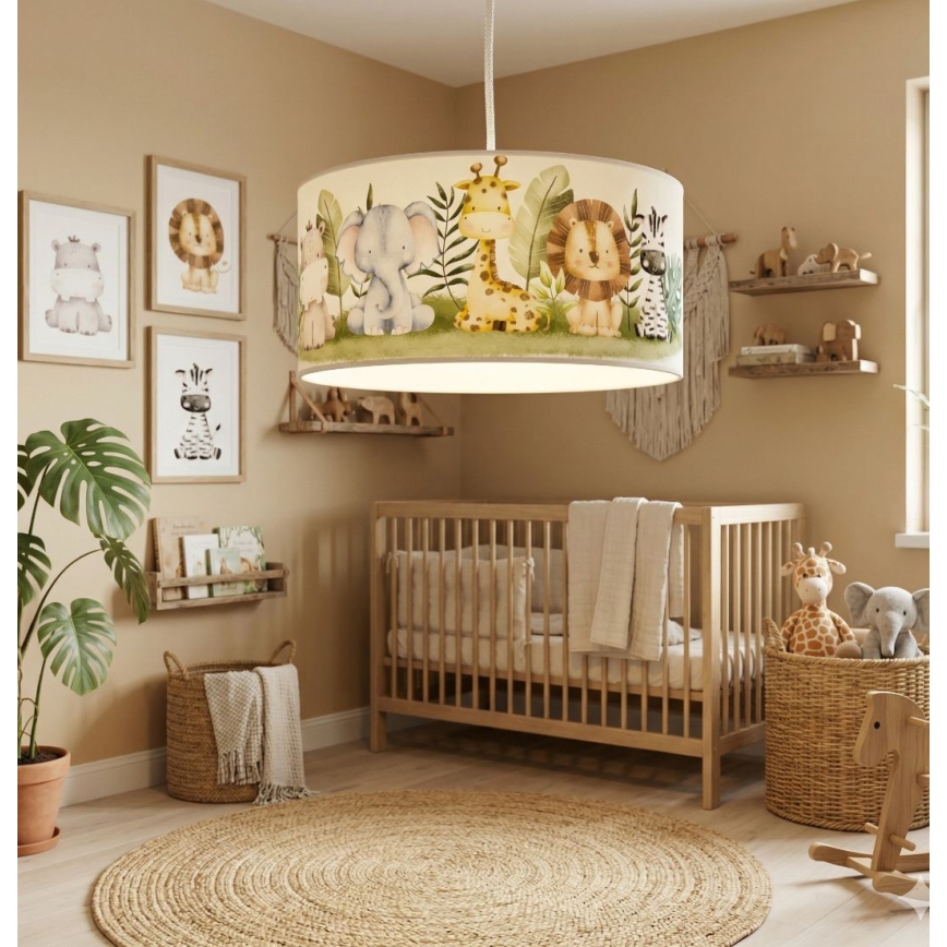 Bērnu lustra KIDS ROOM, 1xE27/60W/230V, Ø 40 cm, džungļu dizains