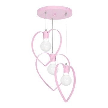 Bērnu lustra LOVE 3xE27/60W/230V gaiši rozā