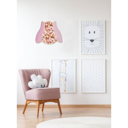 Bērnu lustra uz auklas ZONA 1xE27/60W/230V rozā