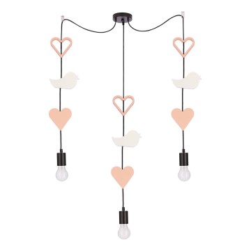Bērnu lustra uz kabeļa TRIO 3xE27/20W/230V rozā/balta