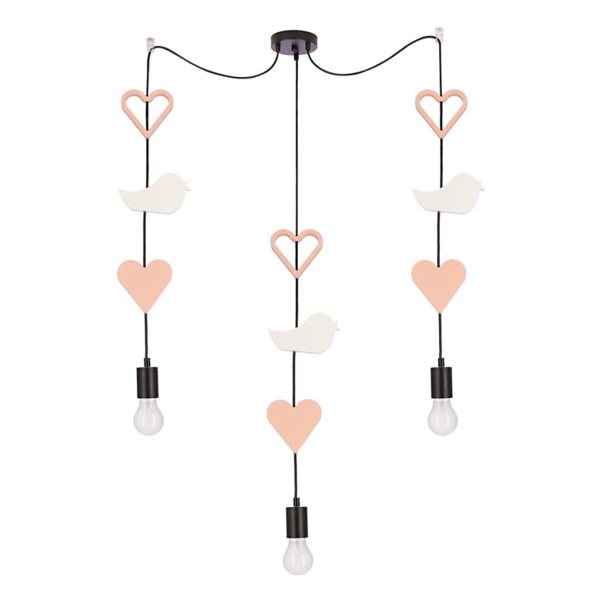 Bērnu lustra uz kabeļa TRIO 3xE27/20W/230V rozā/balta