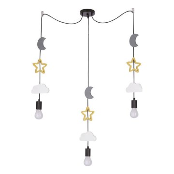 Bērnu lustra uz troses TRIO 3xE27/20W/230V pelēka/dzeltena/balta