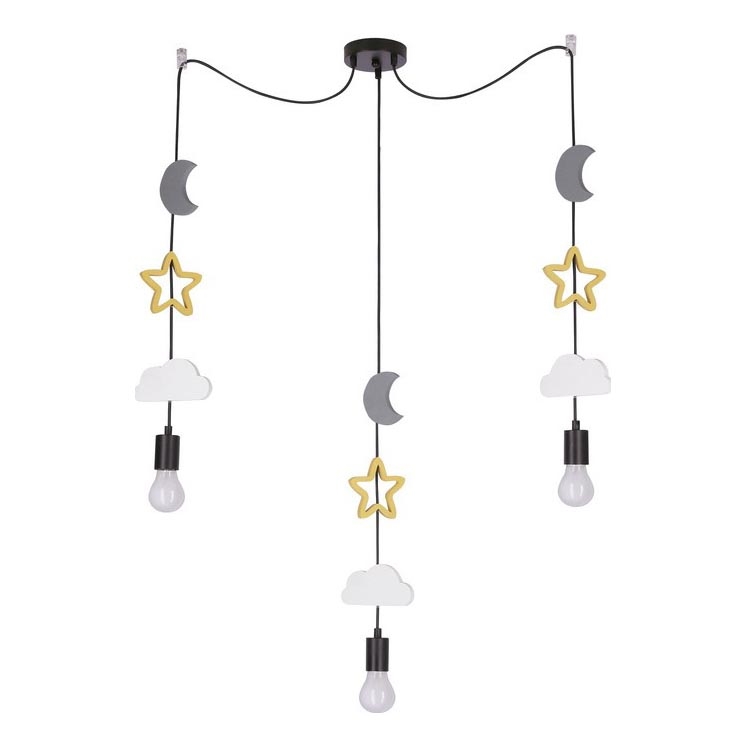 Bērnu lustra uz troses TRIO 3xE27/20W/230V pelēka/dzeltena/balta