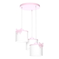 Bērnu lustra uz vada SWEET 3xE27/15W/230V balta/rozā/lente