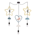 Bērnu lustra uz vada TRIO 3xE27/20W/230V dzeltena/zila/pelēka