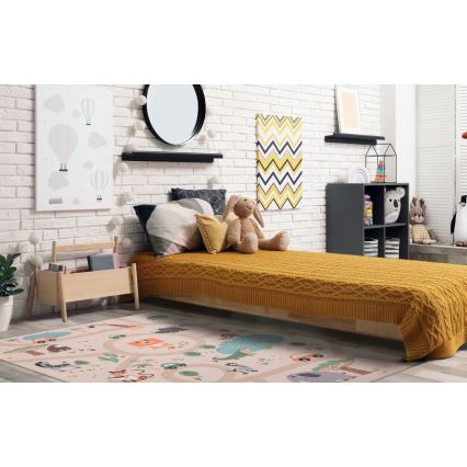 Bērnu neslīdošais paklājs ARES STREETS 80x150 cm bēšs/safari