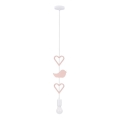 Bērnu pakaramā lampa ar vadu HEART 1xE27/20W/230V rozā/balta